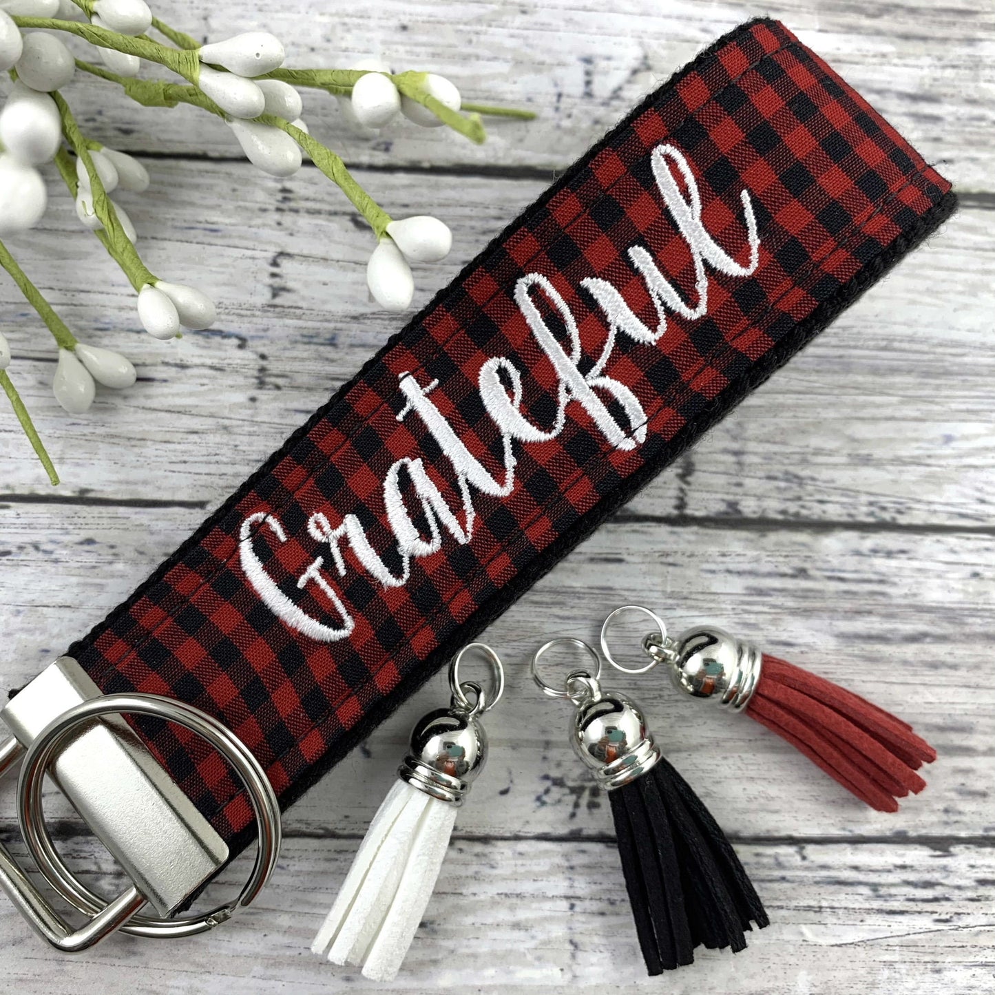 Handmade Grateful Keychain Wristlet, Popular Right Now, Secret Santa Gift for Women, Thank you Gift for Women, Mindfulness Gift