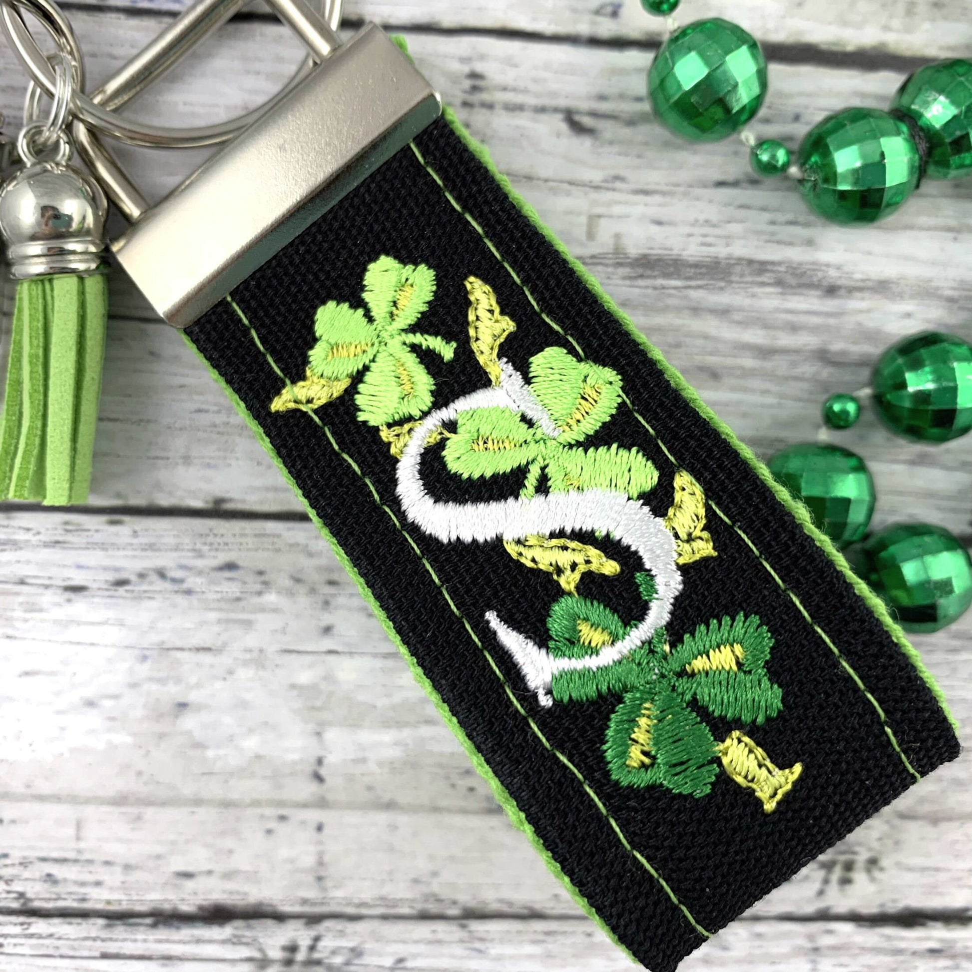 Handmade Four Leaf Clover Keychain, Embroidered Keychain, Popular Right Now, Personalized Gift, Personalized Keychain, Luggage Tag, Clover