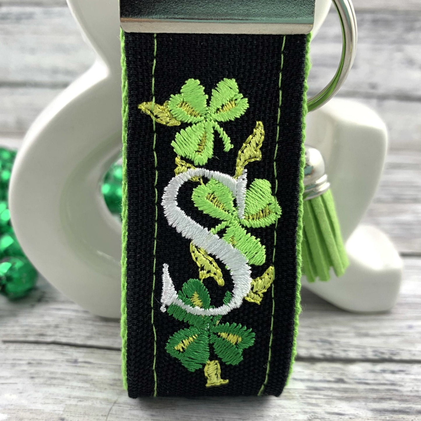 Handmade Four Leaf Clover Keychain, Embroidered Keychain, Popular Right Now, Personalized Gift, Personalized Keychain, Luggage Tag, Clover