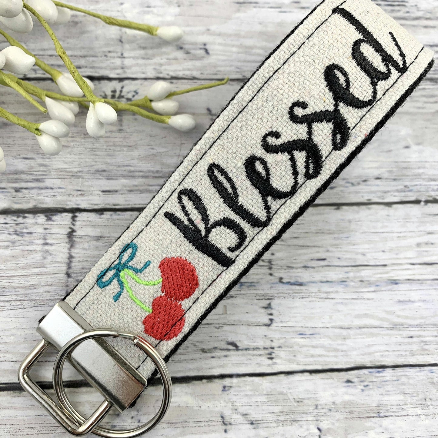 Blessed Wristlet Keychain, Wrist Keychain for Her, Key fob Wristlet, Keychain Wristlet, Bracelet Keychain, Inspirational Keychain, Cherry