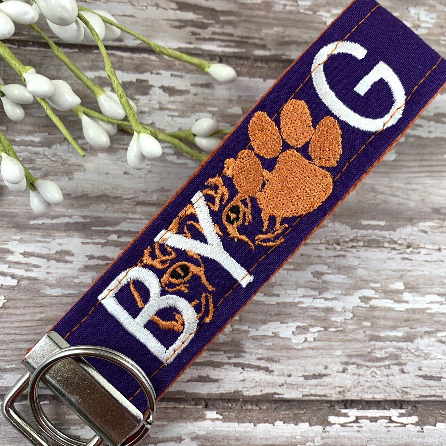 Clemson Wristlet Keychain, Approved Crafter License Holder, Wrist Keychain for Her, Key fob Wristlet, Keychain Wristlet, Clemson Tigers