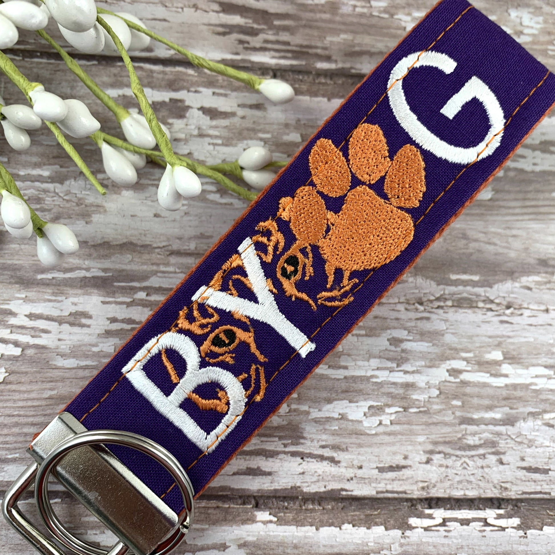 Clemson Wristlet Keychain, Approved Crafter License Holder, Wrist Keychain for Her, Key fob Wristlet, Keychain Wristlet, Clemson Tigers