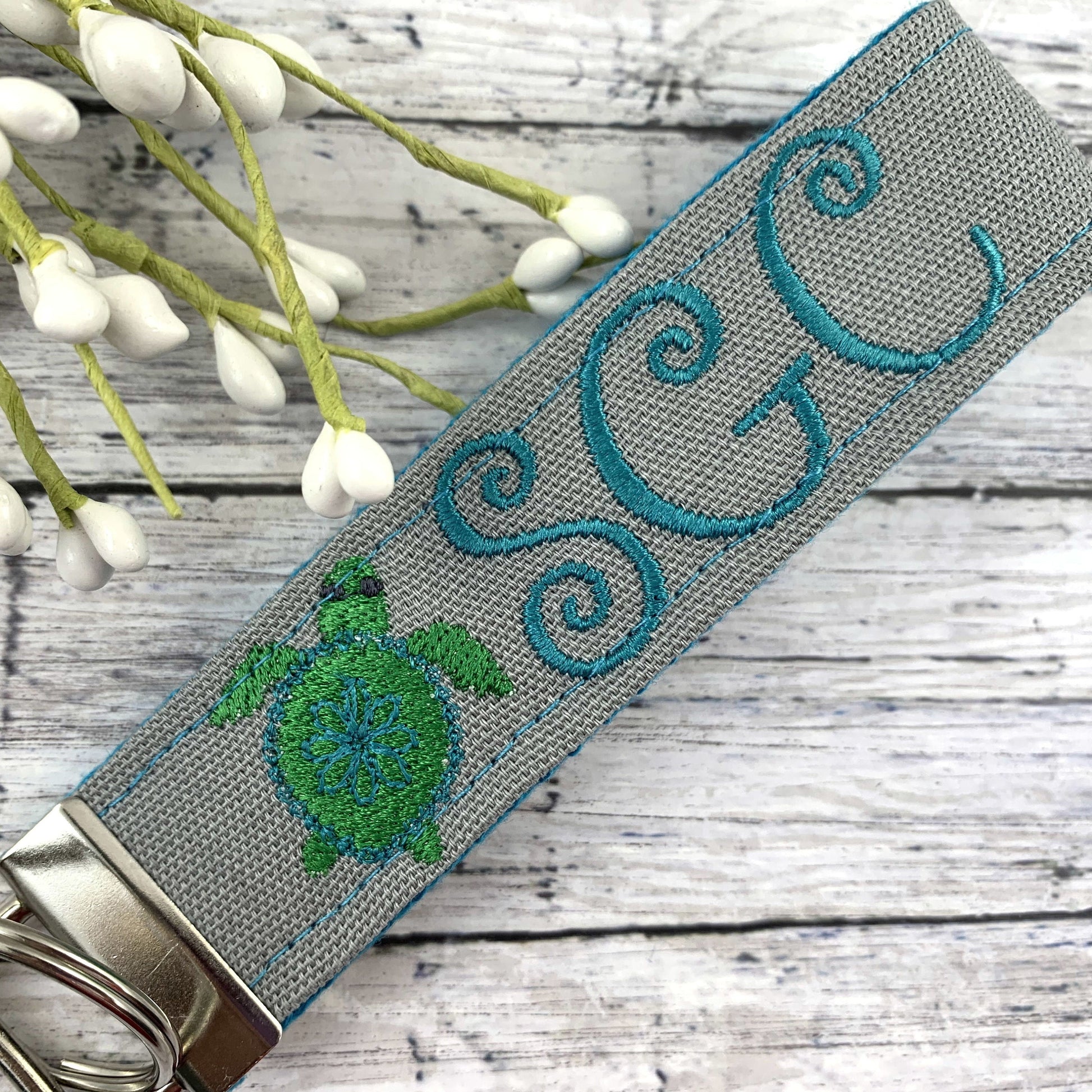 Sea Turtle Keychain | Monogrammed Keychain | Initials Keychain | Initial Keychain | Embroidered Keychain | Sea Turtle | Popular Right Now