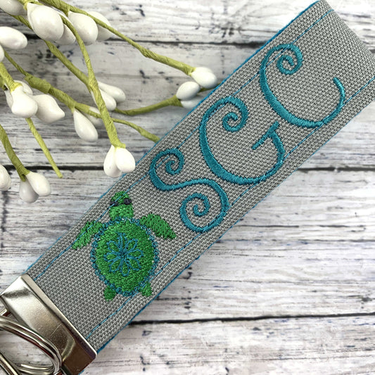 Sea Turtle Keychain | Monogrammed Keychain | Initials Keychain | Initial Keychain | Embroidered Keychain | Sea Turtle | Popular Right Now