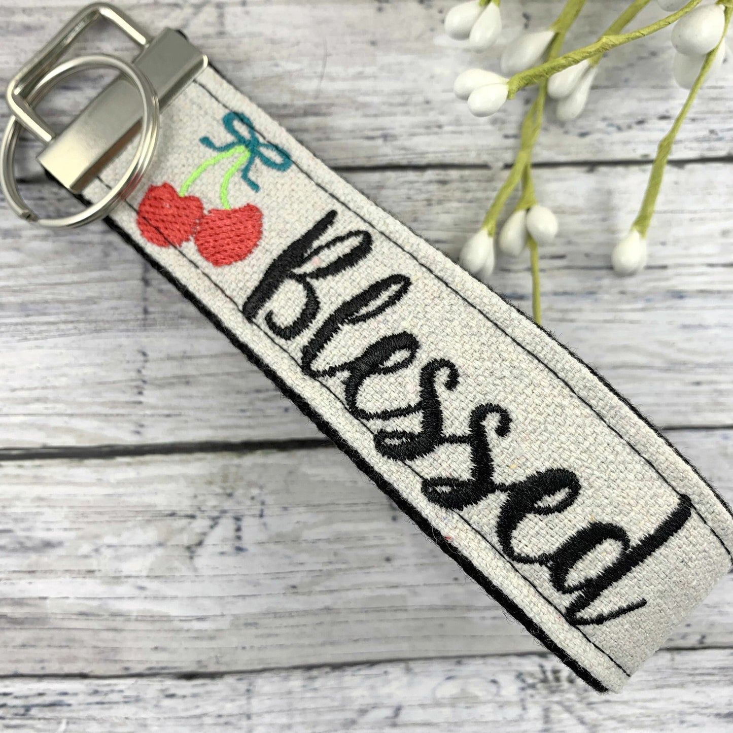 Blessed Wristlet Keychain, Wrist Keychain for Her, Key fob Wristlet, Keychain Wristlet, Bracelet Keychain, Inspirational Keychain, Cherry