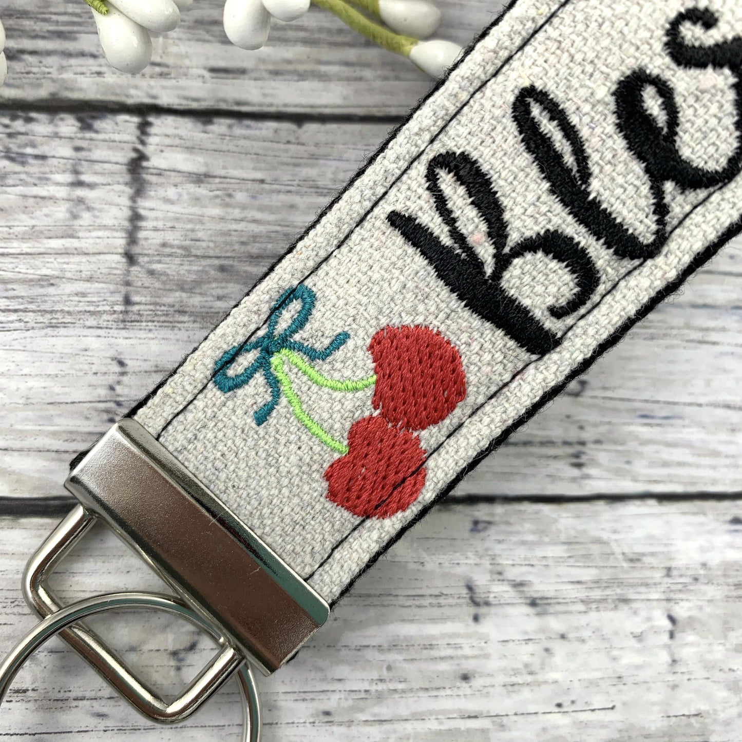 Blessed Wristlet Keychain, Wrist Keychain for Her, Key fob Wristlet, Keychain Wristlet, Bracelet Keychain, Inspirational Keychain, Cherry