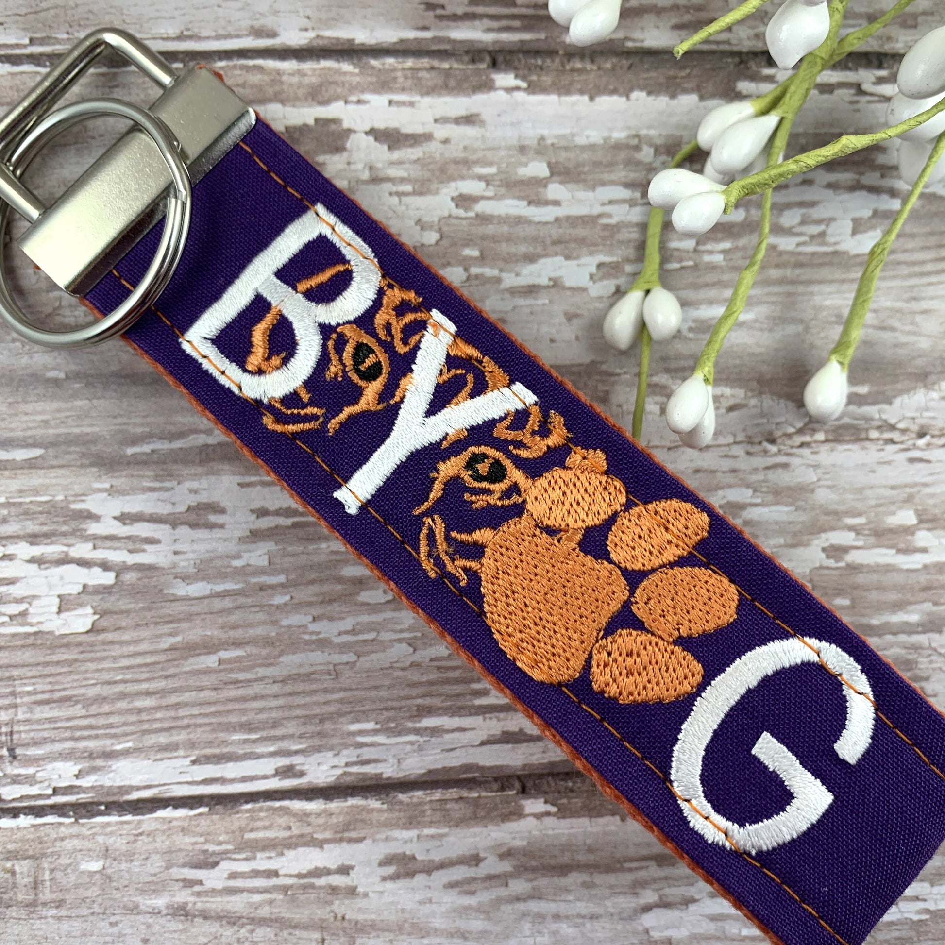 Clemson Wristlet Keychain, Approved Crafter License Holder, Wrist Keychain for Her, Key fob Wristlet, Keychain Wristlet, Clemson Tigers
