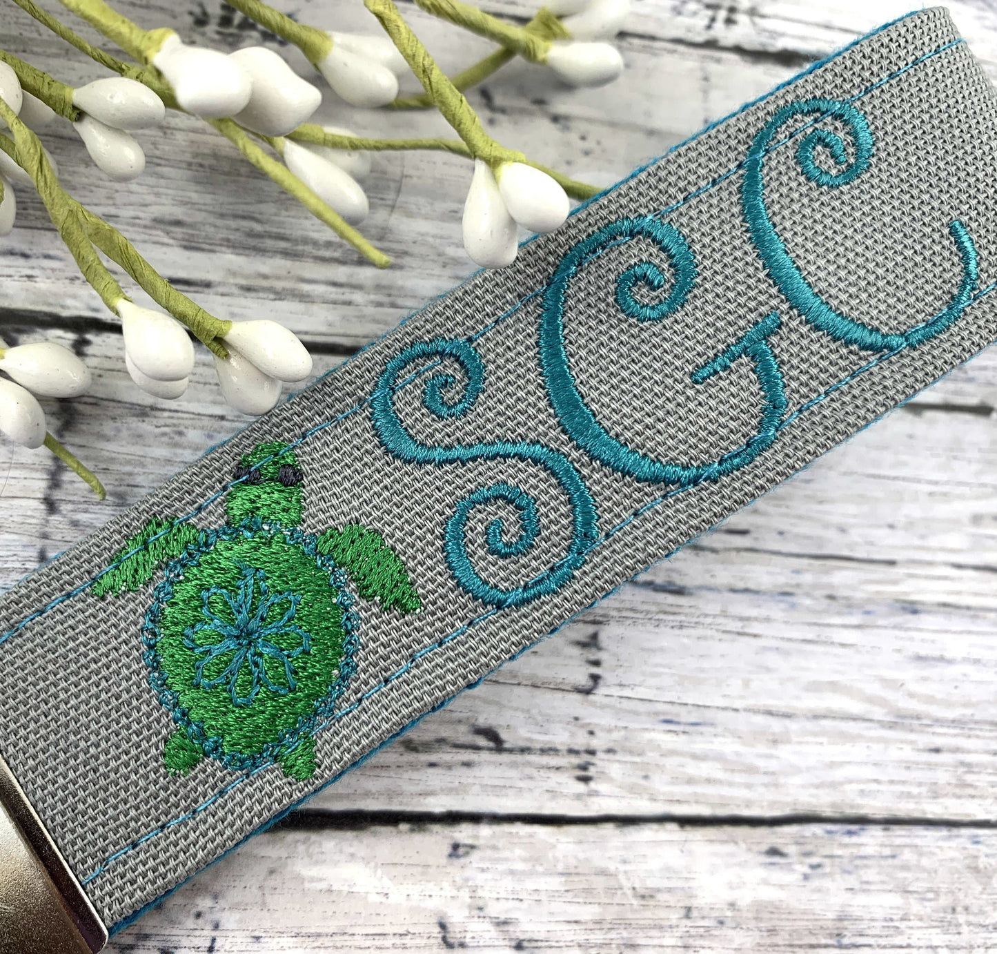 Sea Turtle Keychain | Monogrammed Keychain | Initials Keychain | Initial Keychain | Embroidered Keychain | Sea Turtle | Popular Right Now