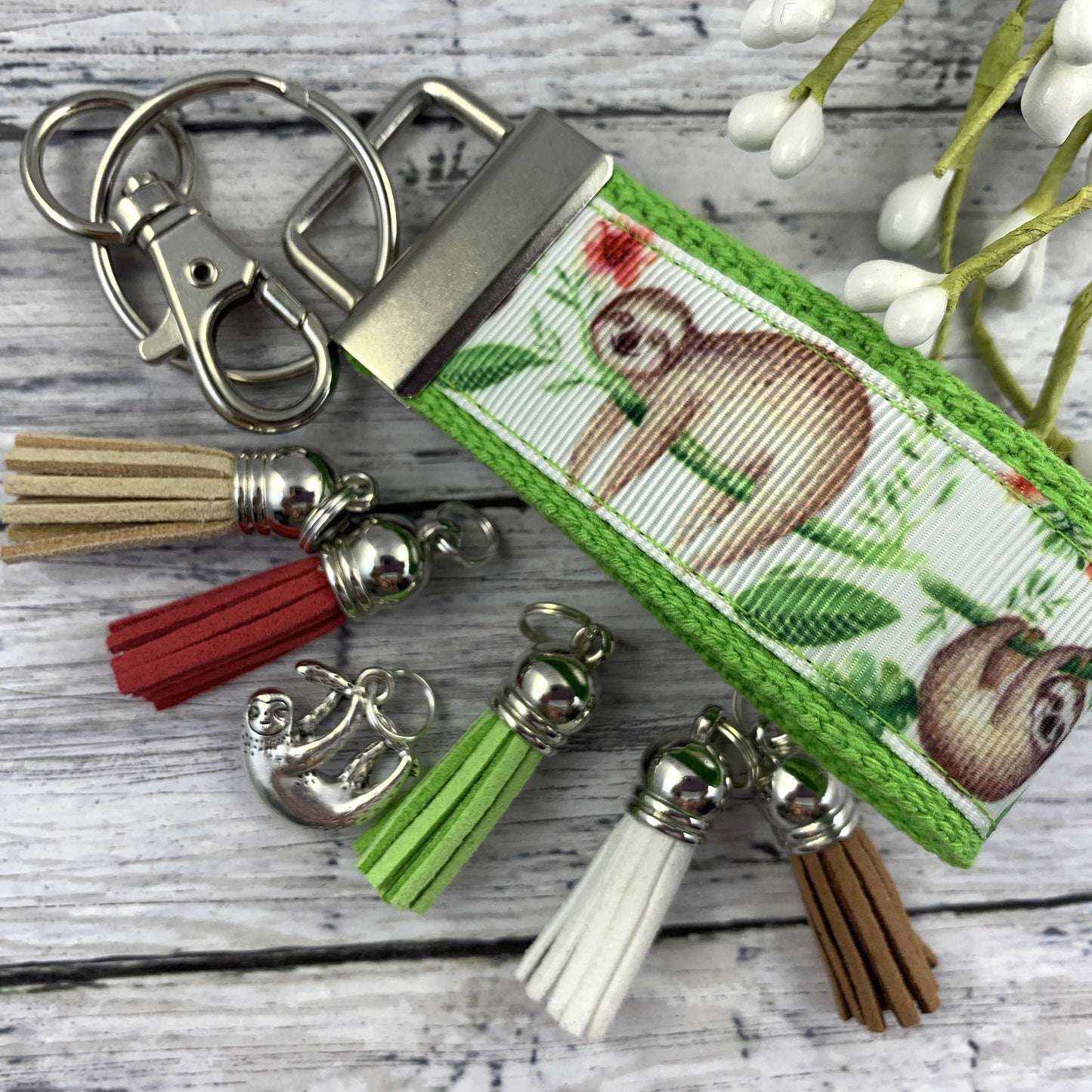 Handmade Sloth Keychain, Sloth Gifts, Popular Right Now, Sloth Gift, Sloths, Luggage Tag, Moving Away Gift, Ribbon Keychain, Teacher Gifts