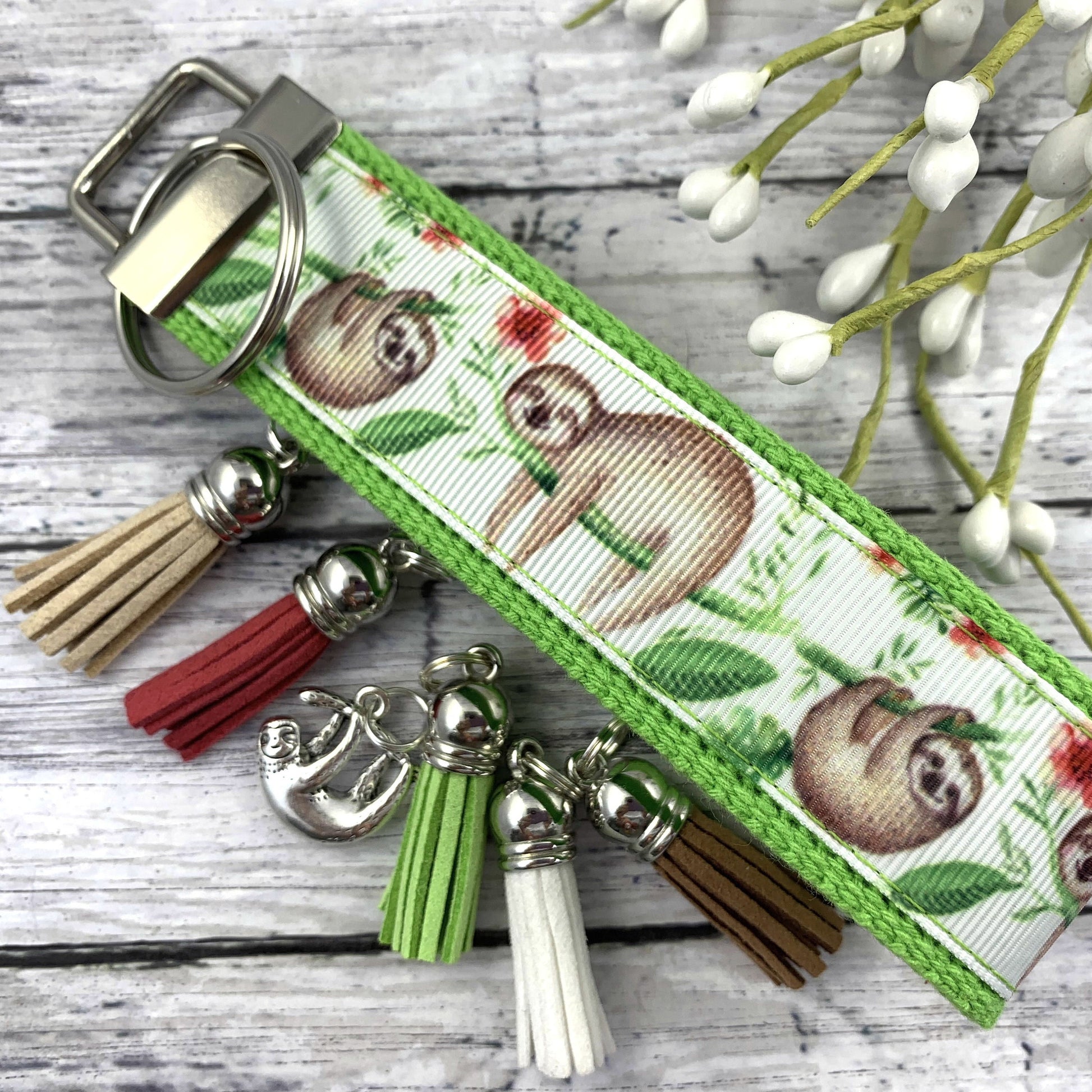 Handmade Sloth Keychain | Wristlet Keychain | Sloth Gifts | Best Seller | Ribbon Keychain | Sloths | Popular Right Now | Sloth Gift