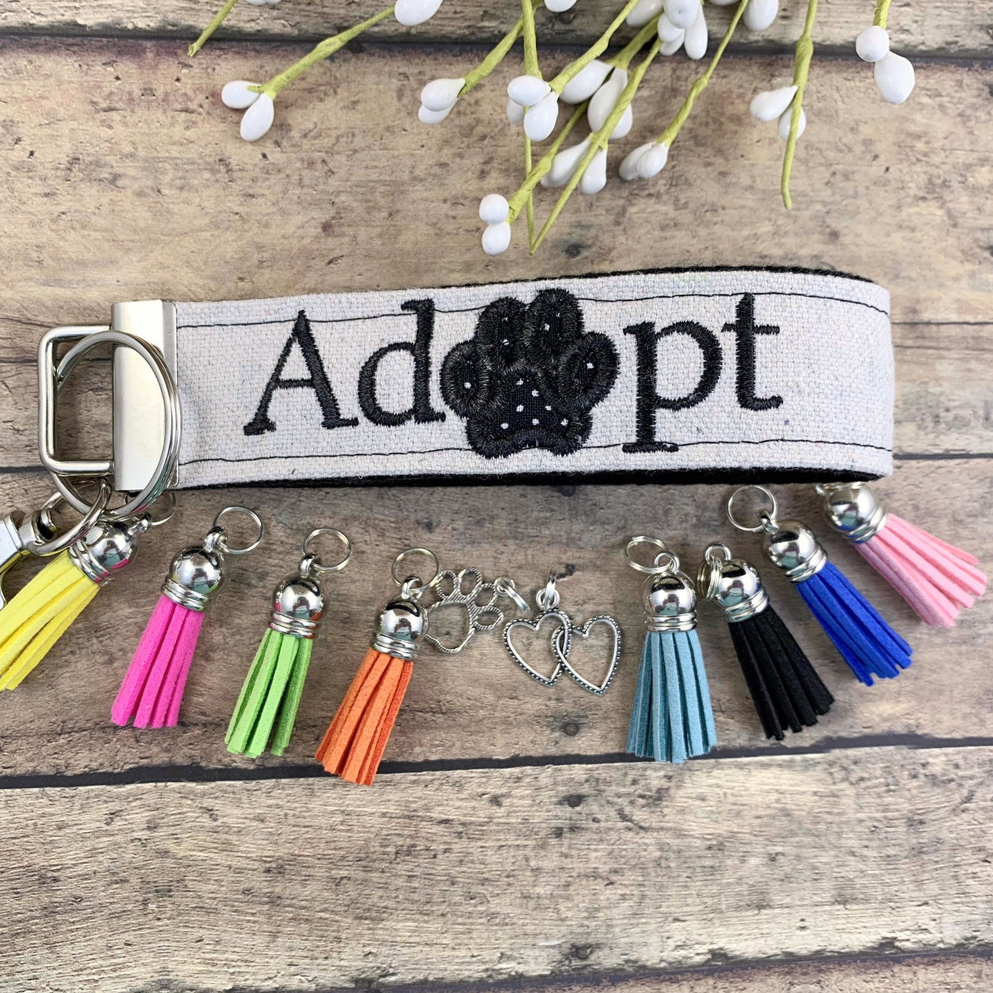 Adopt a Pet, Trending Now, Adopt Me, Dog Mom Keychain, Rescue Mom, Vet Tech Gift, Adopt Dog, Embroidered Keychain, Cat Lover Gift, Cat Mom