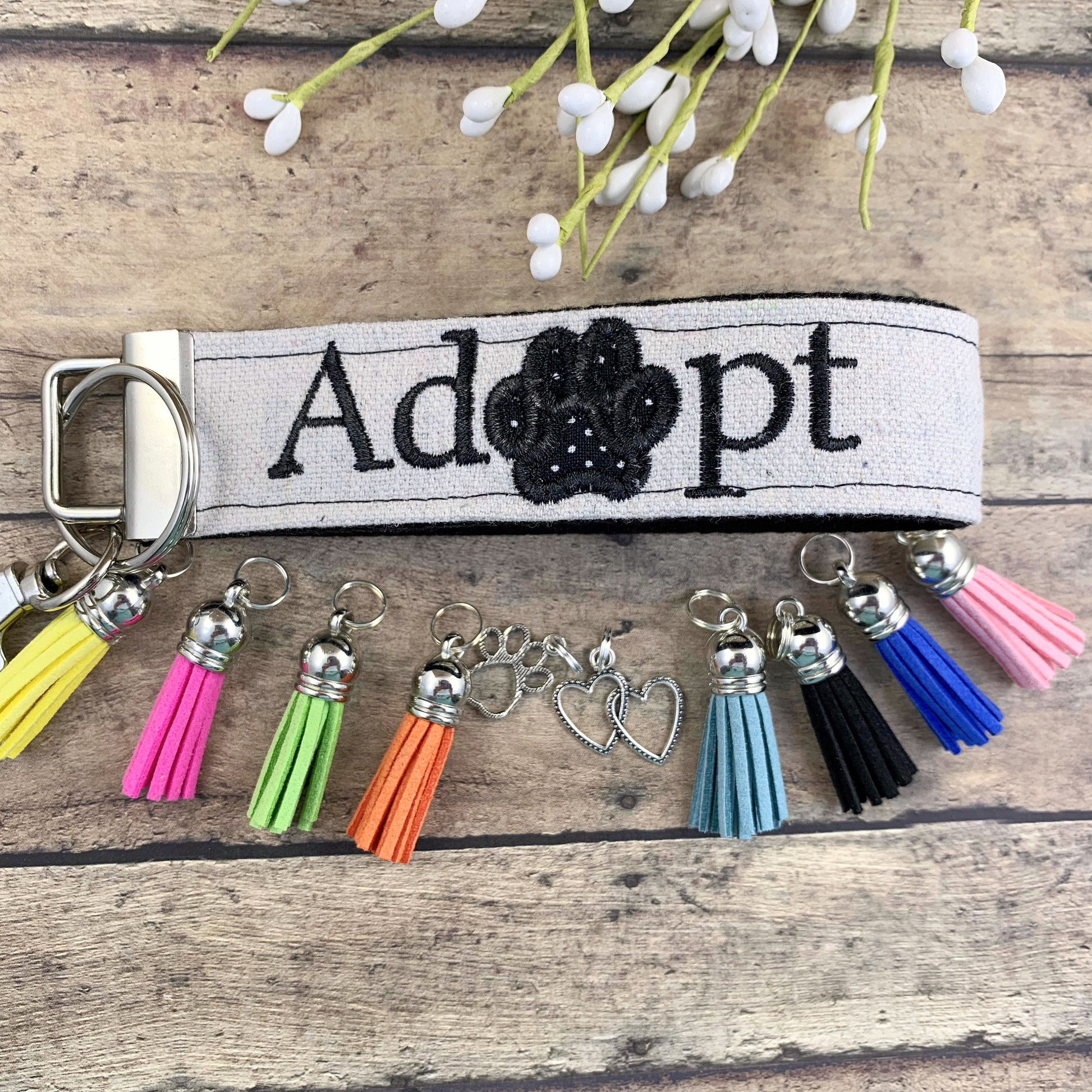 Adopt a Pet, Trending Now, Adopt Me, Dog Mom Keychain, Rescue Mom, Vet Tech Gift, Adopt Dog, Embroidered Keychain, Cat Lover Gift, Cat Mom