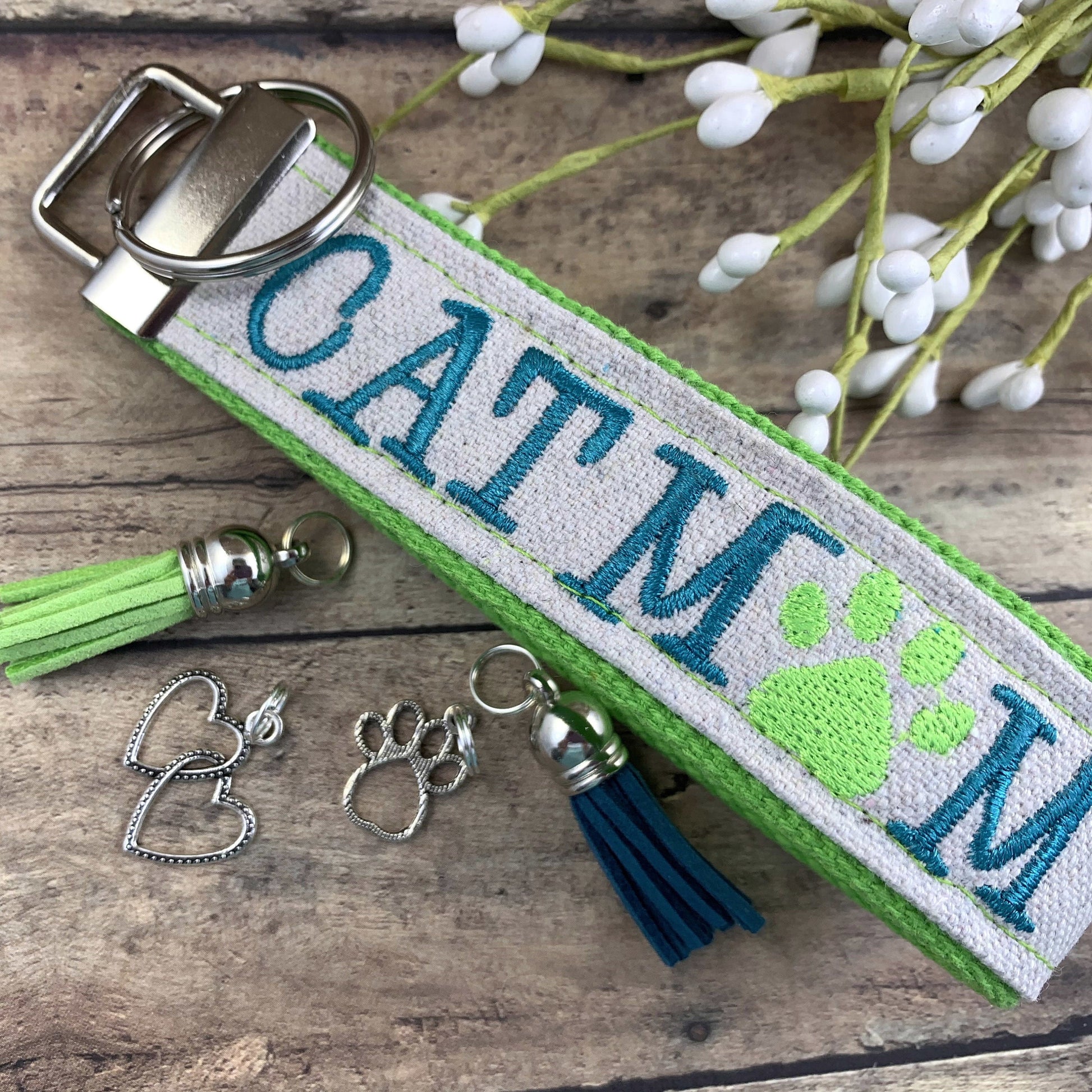 Cat Mom Keychain, Rescue Mom, Vet Tech Gift, Cat Lover Gift Ideas, Embroidered Keychain, Adopt a Pet, Trending Now, Cat Sitter, Cat Owner