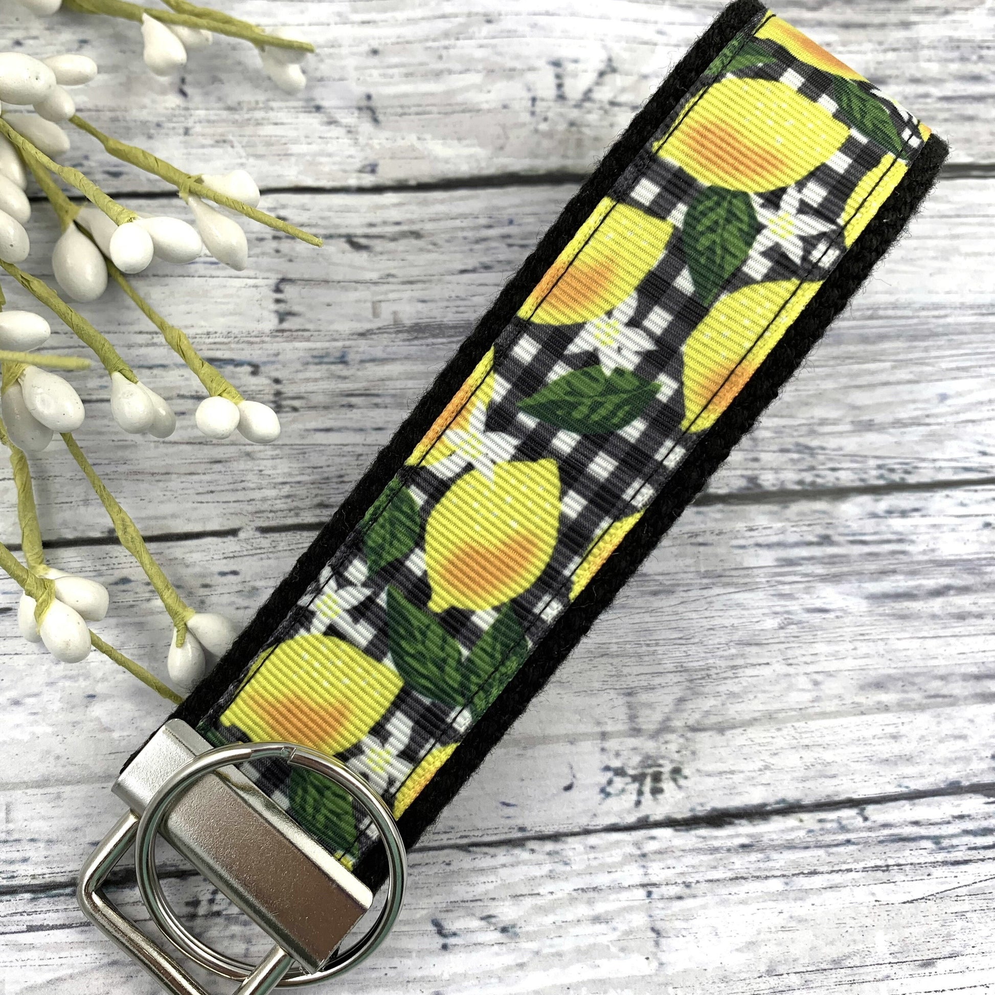 Handmade Lemon Keychain, Ribbon Keychain, Popular Right Now, Keyfob Wristlet, Soul Sister Gift, Get Well Gift, Moving Away Gift, Lemons