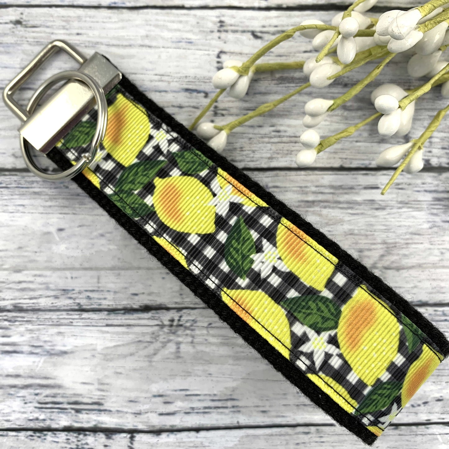 Handmade Lemon Keychain, Ribbon Keychain, Popular Right Now, Keyfob Wristlet, Soul Sister Gift, Get Well Gift, Moving Away Gift, Lemons
