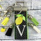 Lemon Initial Keychain, Stress Relief Gift, Polka Dots, Lemons, Popular Right Now, Cheer up Gift, Goodbye Friend Gift, Girls Weekend Gift