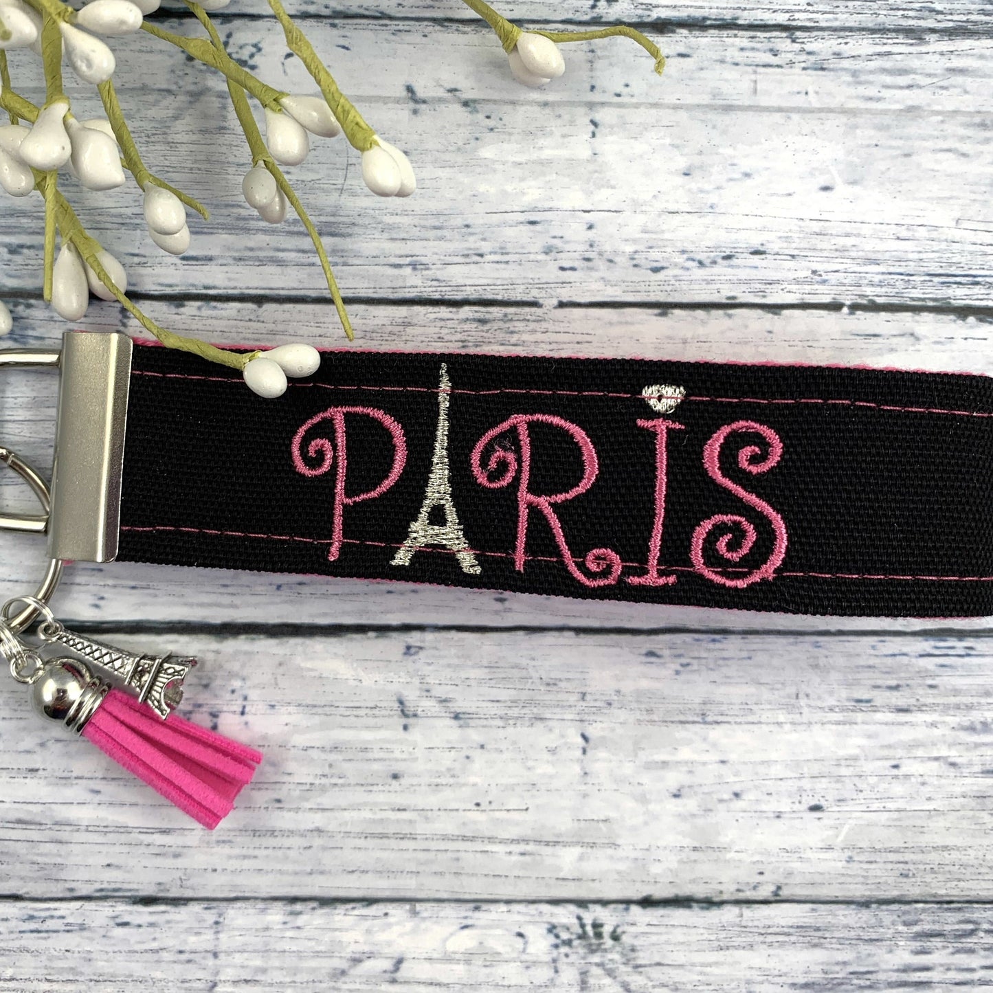 Eiffel Tower Keychain with Tassel and Charm, Paris Gift, Popular Right Now, Personalized Gift, Sweet 16 Gift, Wristlet Keychain, Paris gifts