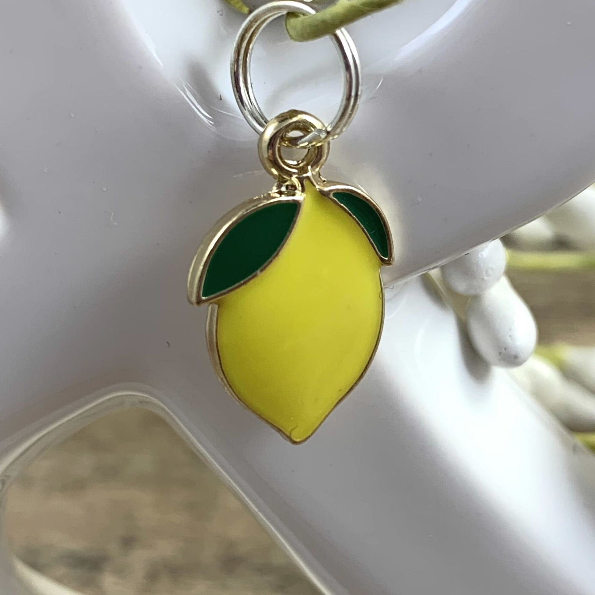 Lemon Initial Keychain, Stress Relief Gift, Polka Dots, Lemons, Popular Right Now, Cheer up Gift, Goodbye Friend Gift, Girls Weekend Gift