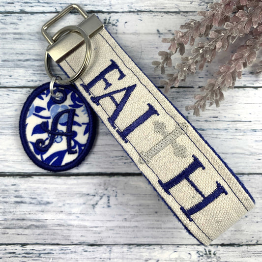 Faith Wristlet Keychain, Wrist Keychain for Her, Key fob Wristlet, Keychain Wristlet, Bracelet Keychain, Inspirational Keychain, Monogram