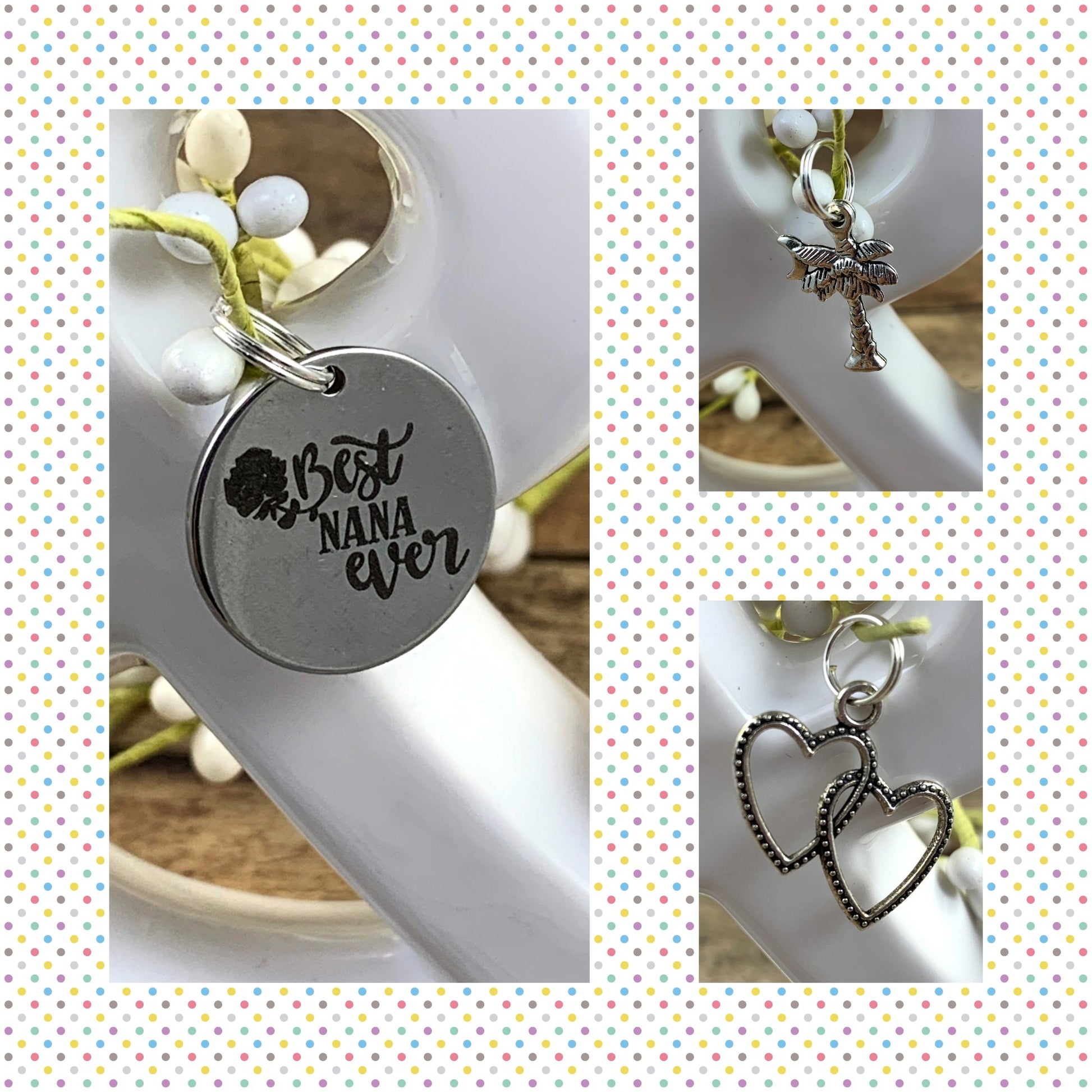 Nana Keychain | Nana Gift | Nana Birthday Gift | Embroidered Keychain | Nana Key chain | Embroidered key fob | Palmetto Tree and moon