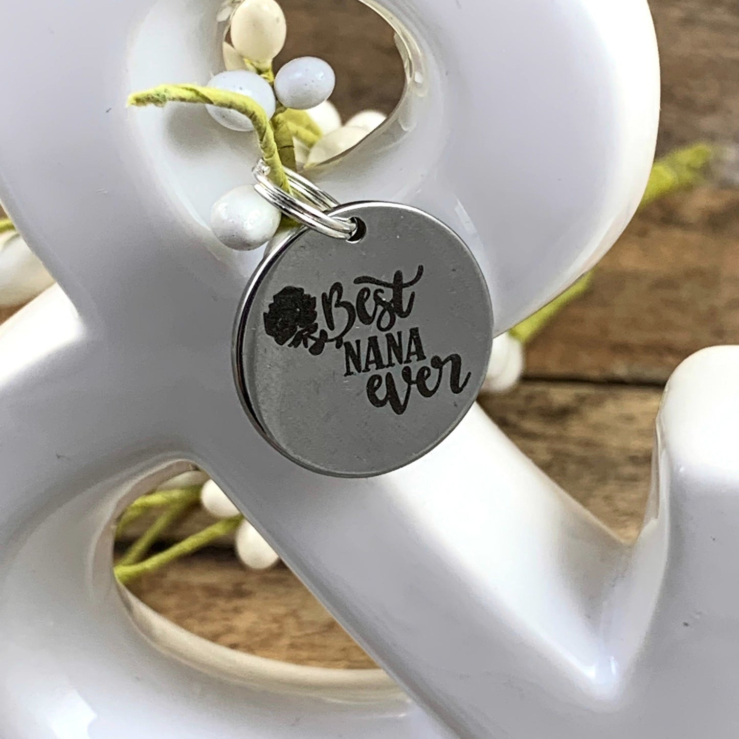 NANA Embroidered Keychain Key Fob Tassel Charm Keyring