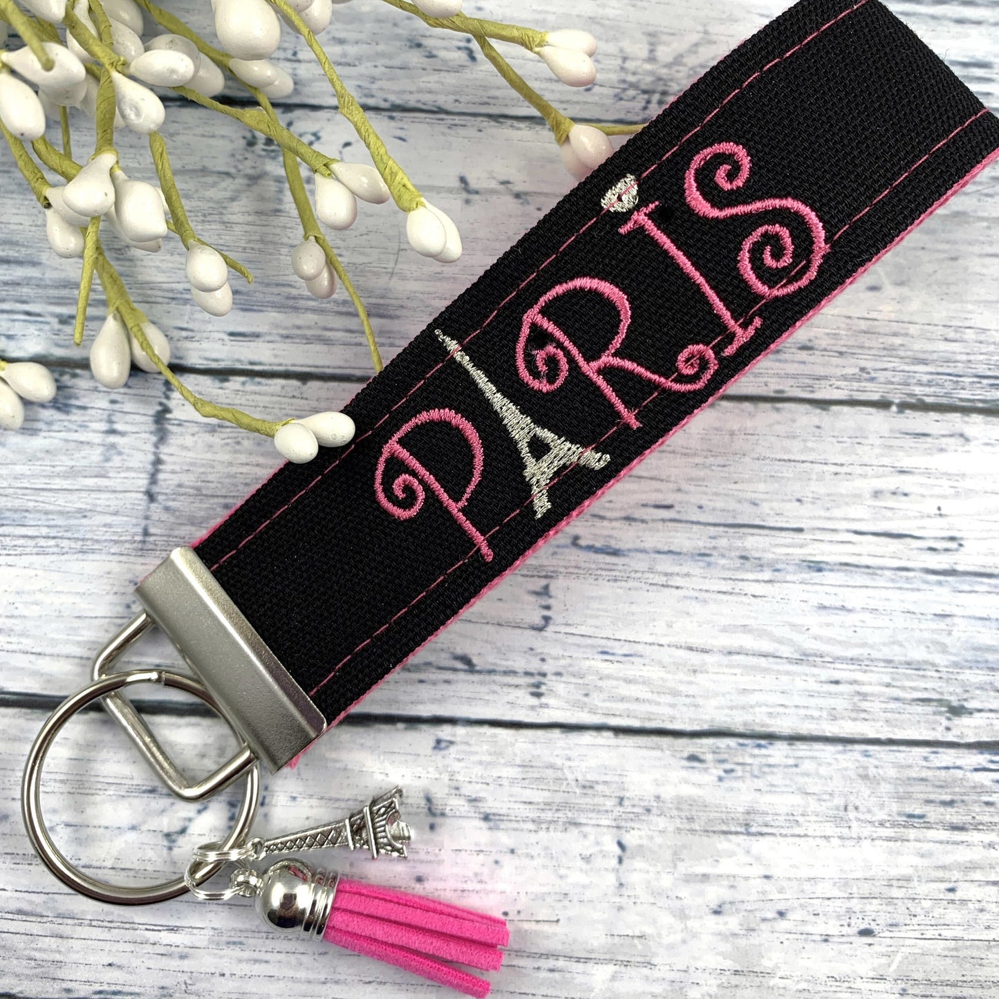 Eiffel Tower Keychain with Tassel and Charm, Paris Gift, Popular Right Now, Personalized Gift, Sweet 16 Gift, Wristlet Keychain, Paris gifts