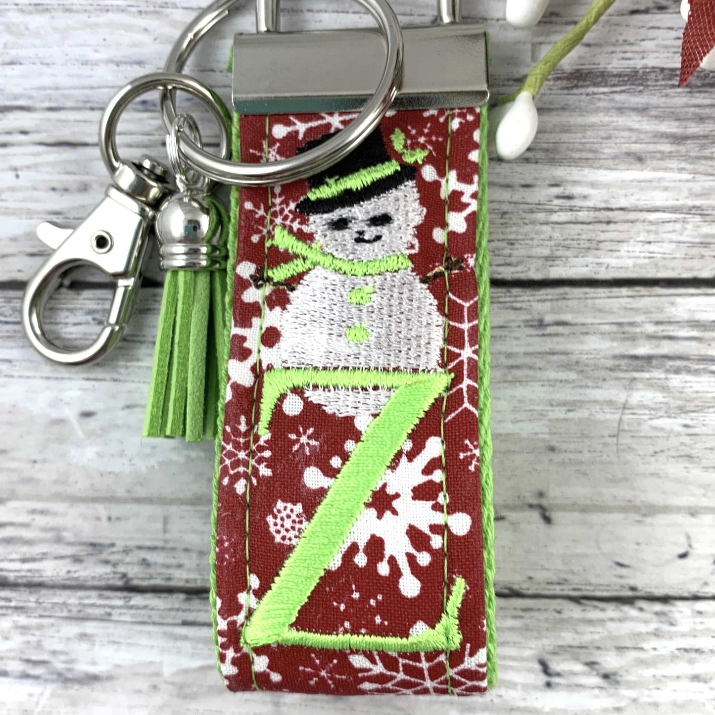 Snowman Monogram Keychain, Secret Santa Gift For Women, Initial Keychain, Snowflake, Popular Right Now, Cute Keychain