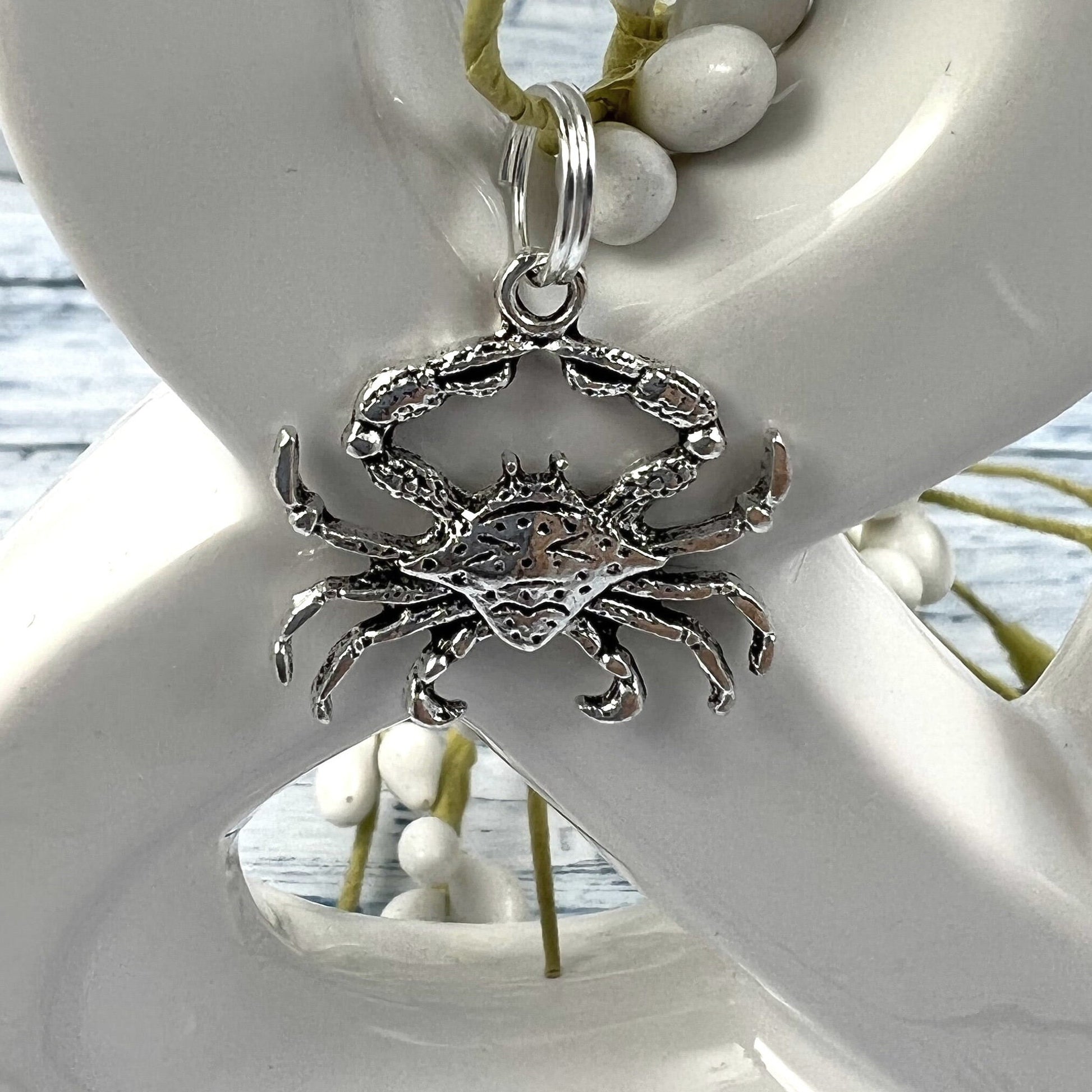 Handmade Crab Keychain, Crabs, Beach Keychain, Customizable Keychain, Initial Keychain, Luggage Tag, Retirement Gifts, Beach Life, Nautical