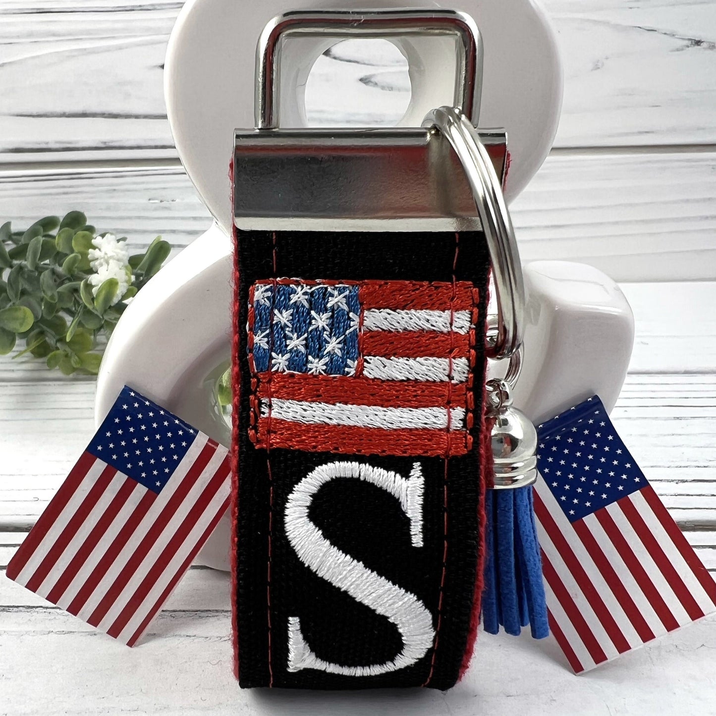 Handmade Flag Keychain, American Flag, Flag Gifts, Customizable Keychain, Luggage Tag, Military Mom Gift, Moving Away Gift, Trending Now