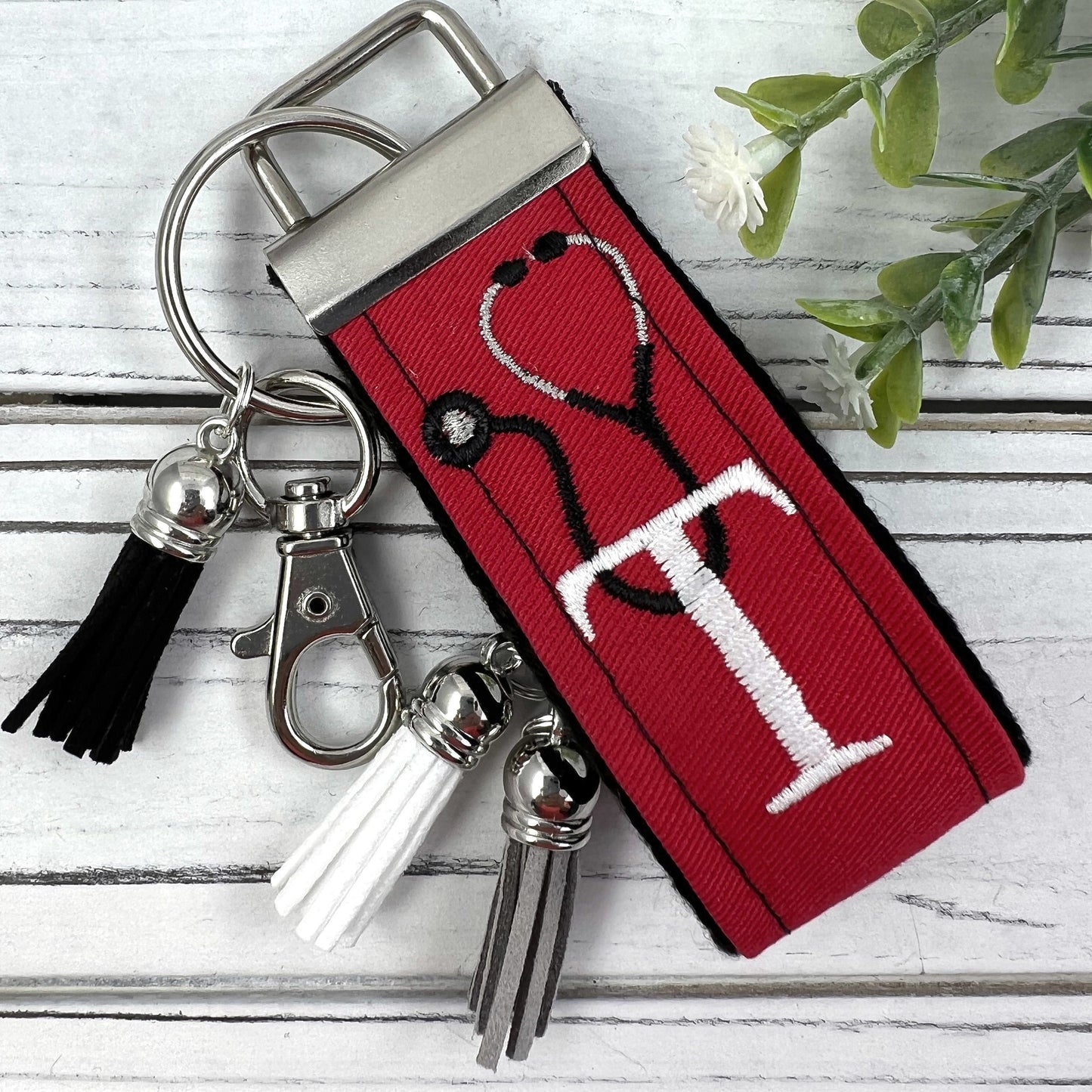 Stethoscope Keychain, Customizable Keychain, Personalized Initial Keychain, Luggage Tag, Medical Student Gift, Gift for Nurse Graduation