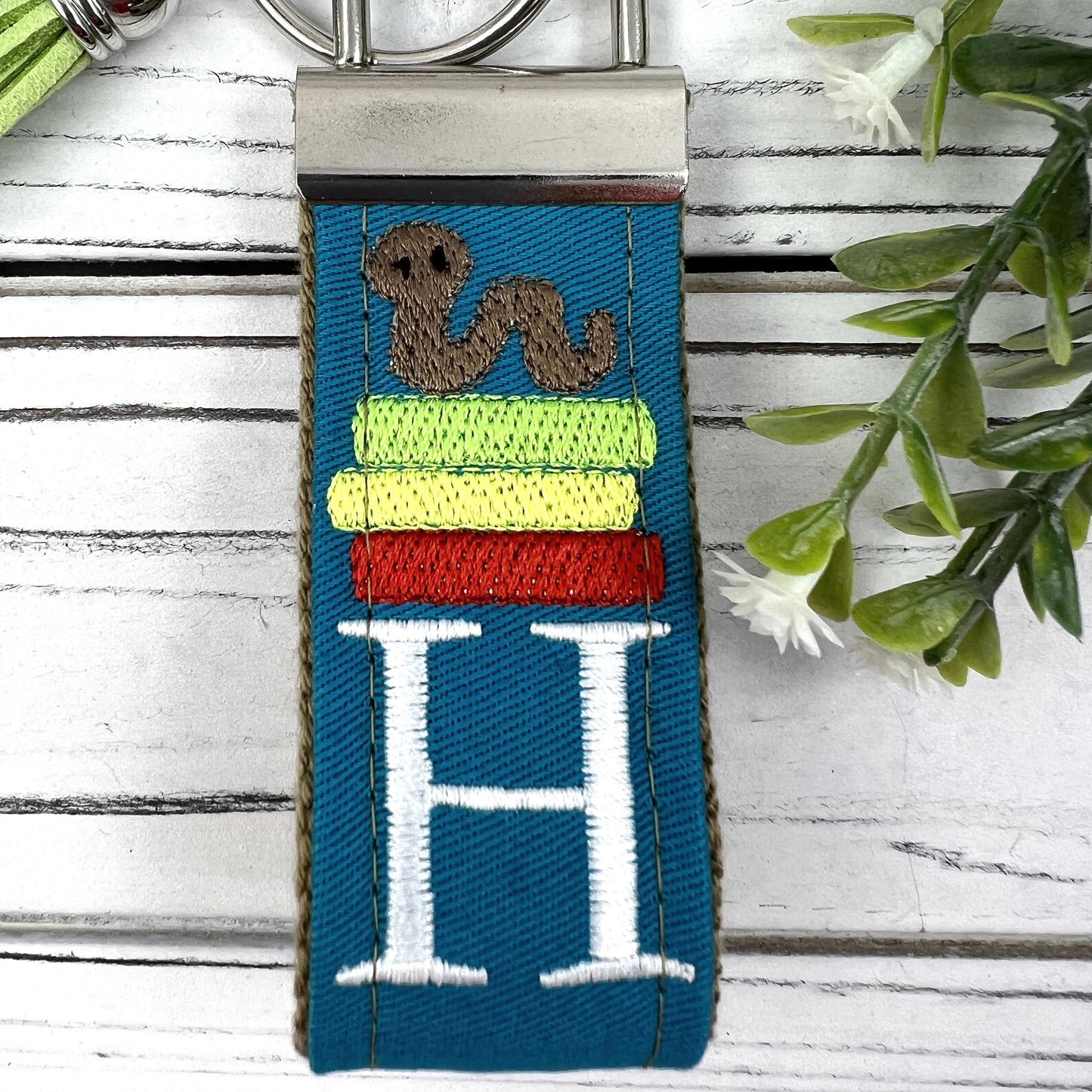 Initial Keychain for Librarian Gifts, Book Lover Gift, Teacher Retirement Gift, Future Teacher Gifts, High School Teacher, Book Keychain