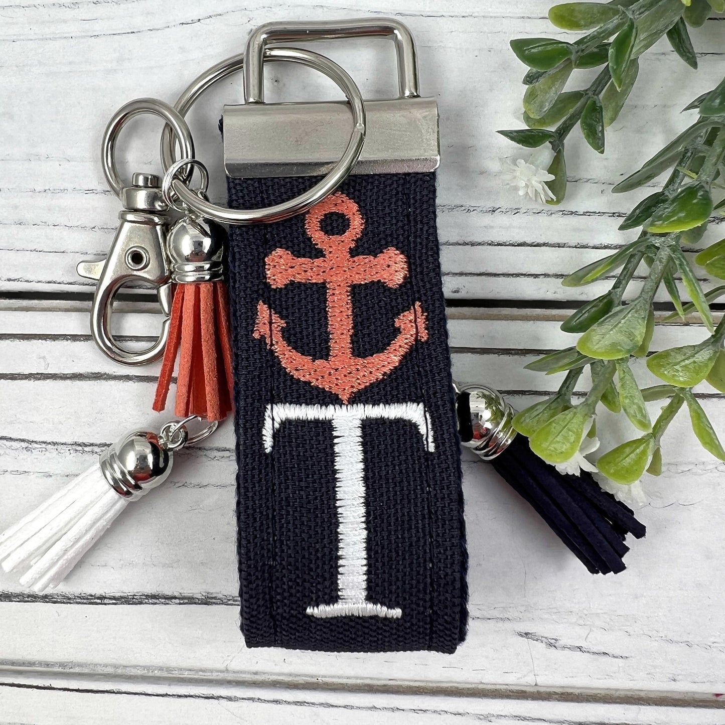 Handmade Anchor Keychain, Beach Keychain, Initial Keychain, Luggage Tag, Retirement Gifts, Beach Life, Nautical, 21st Birthday Gift for Her