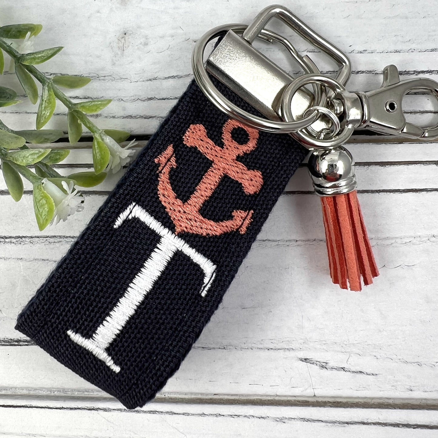 Handmade Anchor Keychain, Beach Keychain, Initial Keychain, Luggage Tag, Retirement Gifts, Beach Life, Nautical, 21st Birthday Gift for Her