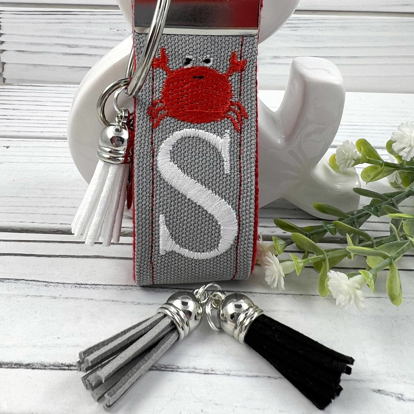 Handmade Crab Keychain, Crabs, Beach Keychain, Customizable Keychain, Initial Keychain, Luggage Tag, Retirement Gifts, Beach Life, Nautical