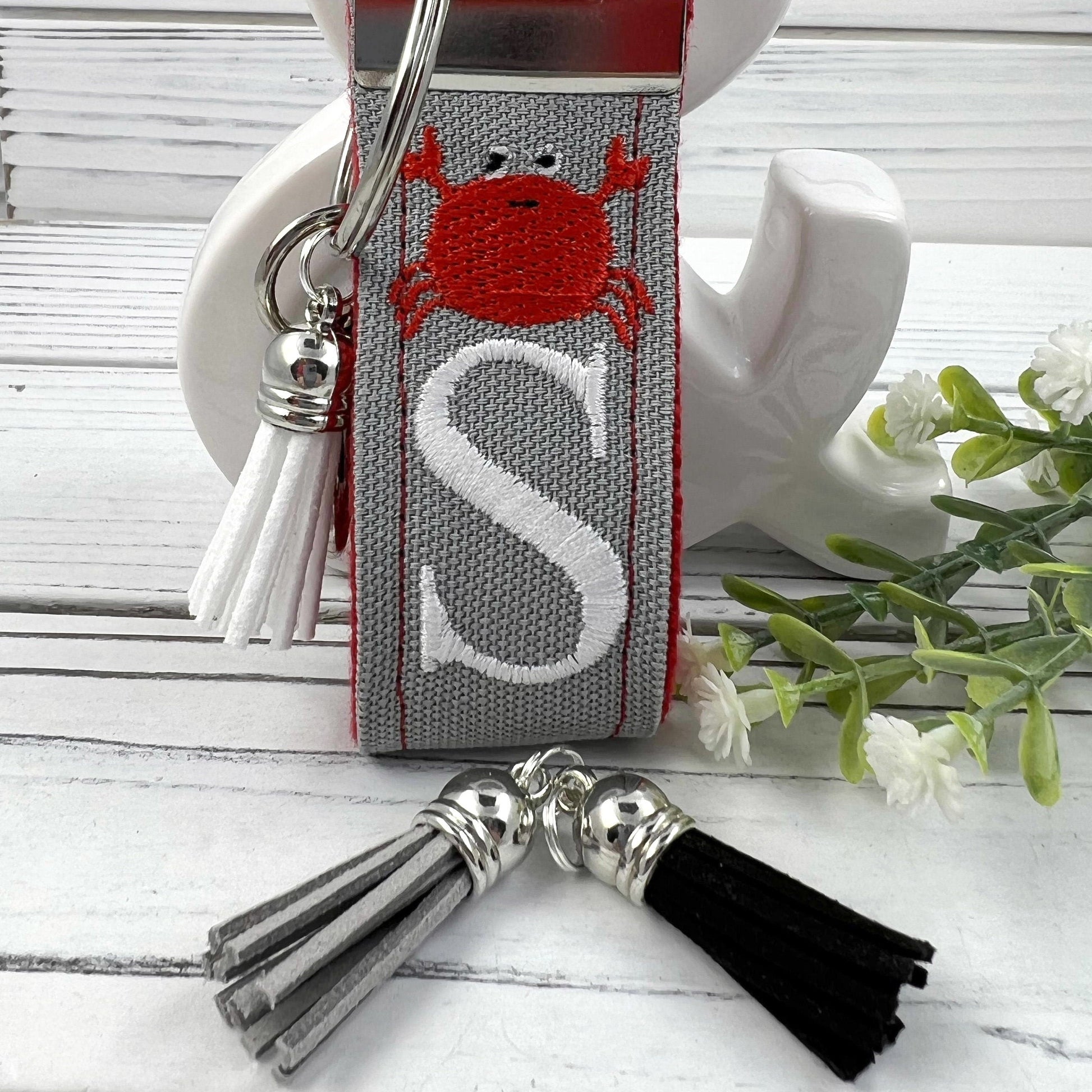 Handmade Crab Keychain, Crabs, Beach Keychain, Customizable Keychain, Initial Keychain, Luggage Tag, Retirement Gifts, Beach Life, Nautical