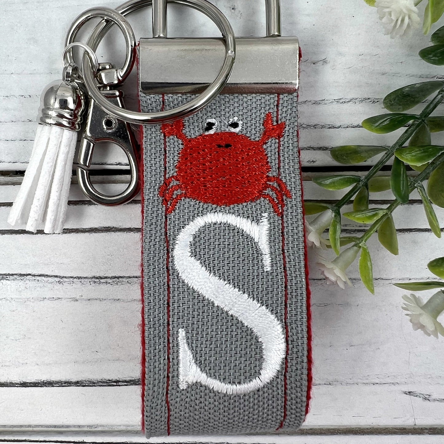 Handmade Crab Keychain, Crabs, Beach Keychain, Customizable Keychain, Initial Keychain, Luggage Tag, Retirement Gifts, Beach Life, Nautical
