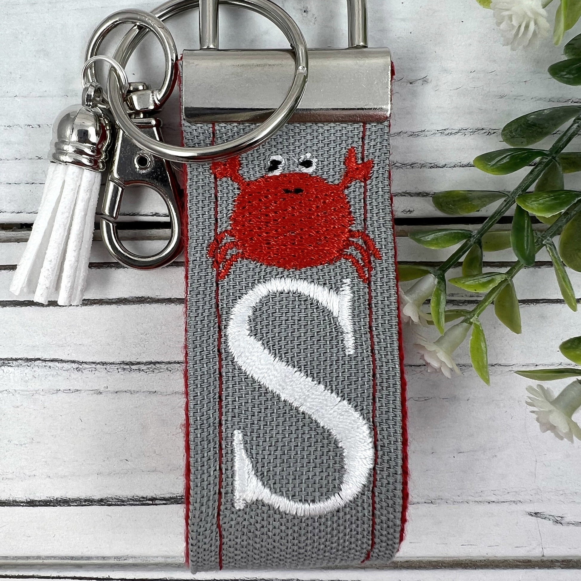 Handmade Crab Keychain, Crabs, Beach Keychain, Customizable Keychain, Initial Keychain, Luggage Tag, Retirement Gifts, Beach Life, Nautical