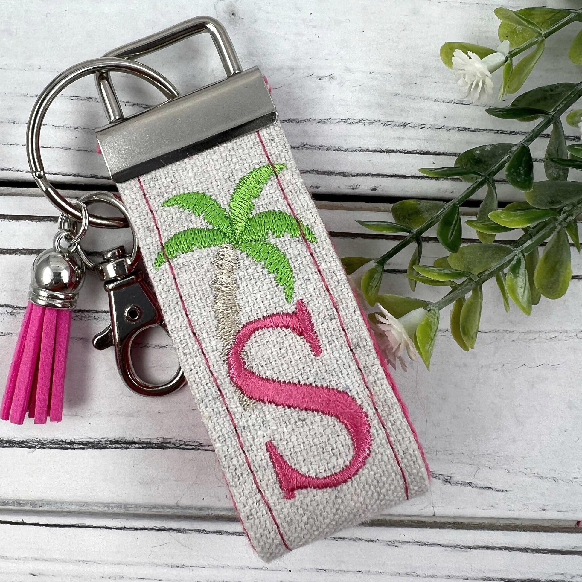 Handmade Palm Tree Keychain, Palm Trees, Beach Keychain, Customizable Keychain, Initial Keychain, Luggage Tag, Retirement Gifts, Beach Life