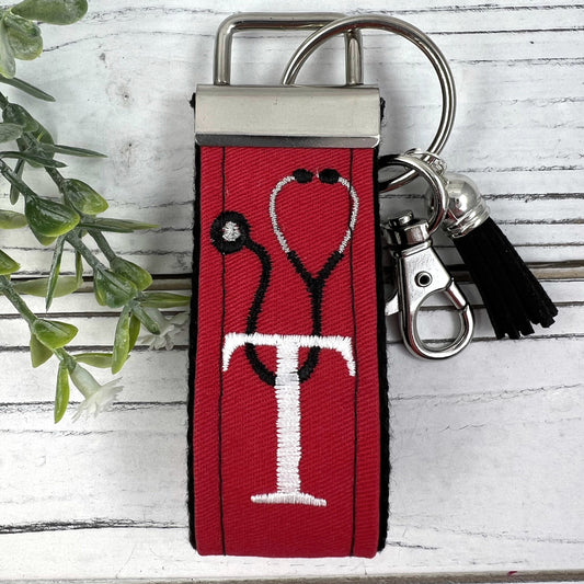 Stethoscope Keychain, Customizable Keychain, Personalized Initial Keychain, Luggage Tag, Medical Student Gift, Gift for Nurse Graduation