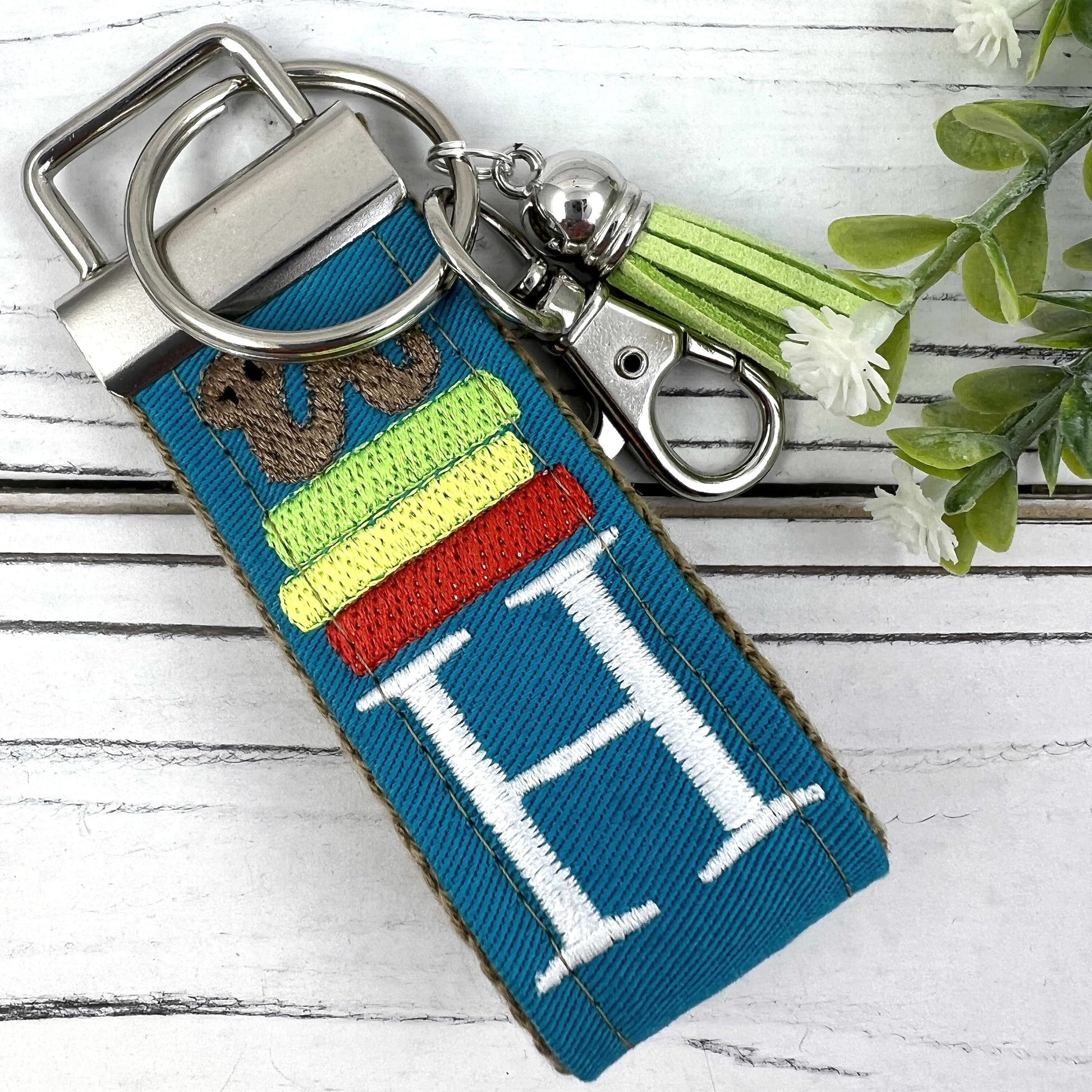 Initial Keychain for Librarian Gifts, Book Lover Gift, Teacher Retirement Gift, Future Teacher Gifts, High School Teacher, Book Keychain