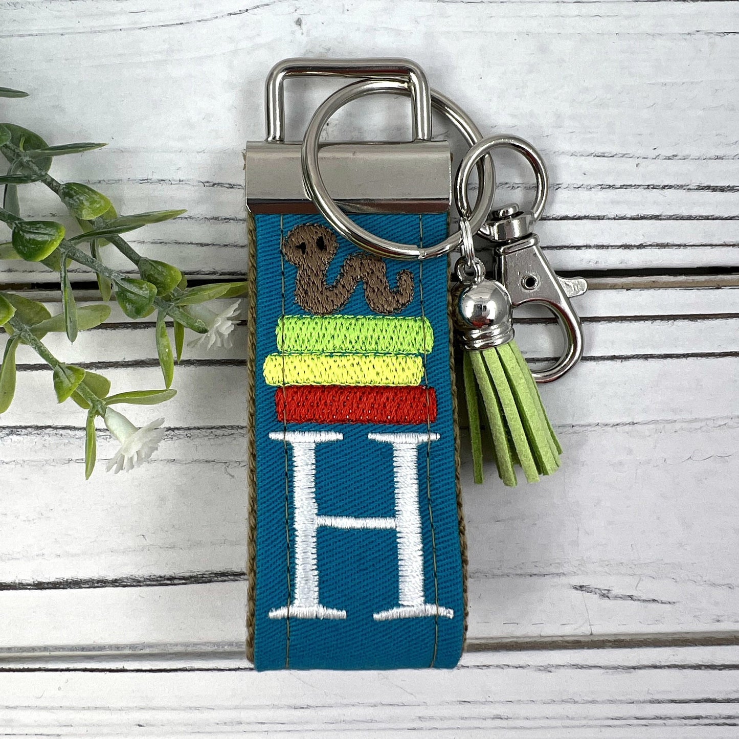 Initial Keychain for Librarian Gifts, Book Lover Gift, Teacher Retirement Gift, Future Teacher Gifts, High School Teacher, Book Keychain
