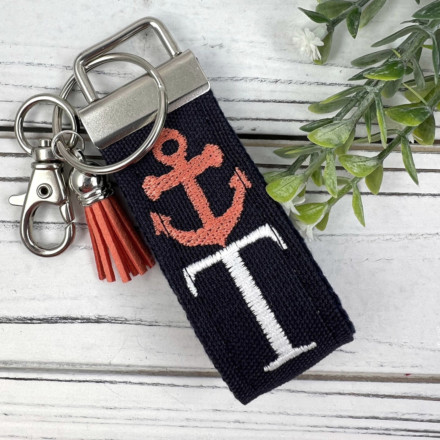Handmade Anchor Keychain, Beach Keychain, Initial Keychain, Luggage Tag, Retirement Gifts, Beach Life, Nautical, 21st Birthday Gift for Her