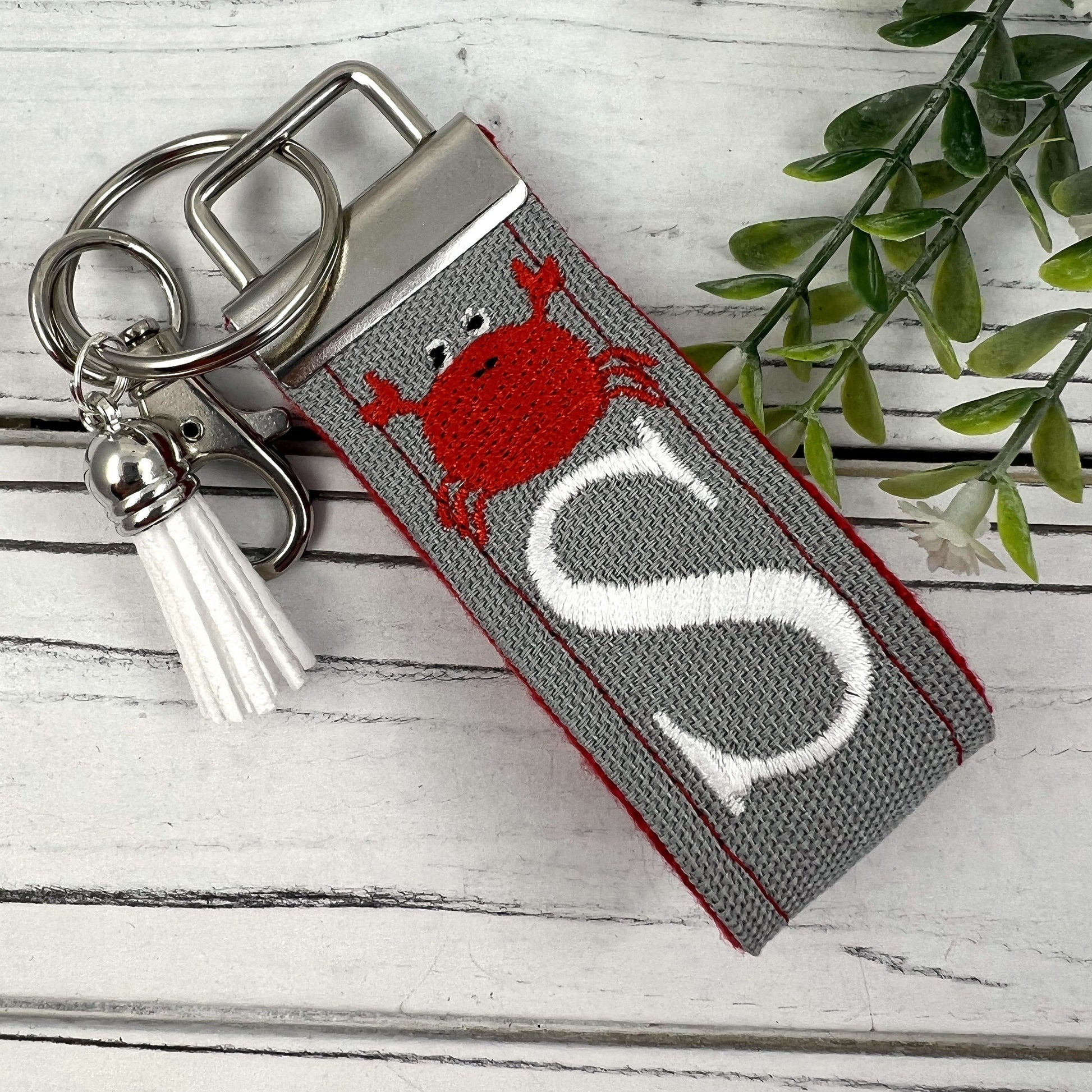 Handmade Crab Keychain, Crabs, Beach Keychain, Customizable Keychain, Initial Keychain, Luggage Tag, Retirement Gifts, Beach Life, Nautical