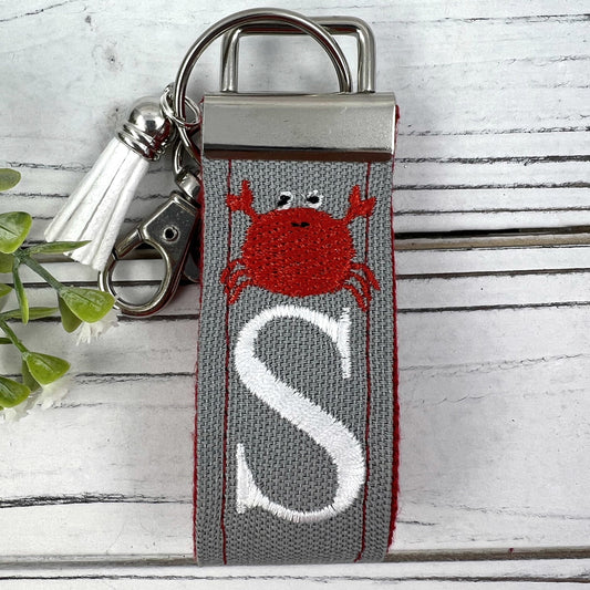 Handmade Crab Keychain, Crabs, Beach Keychain, Customizable Keychain, Initial Keychain, Luggage Tag, Retirement Gifts, Beach Life, Nautical