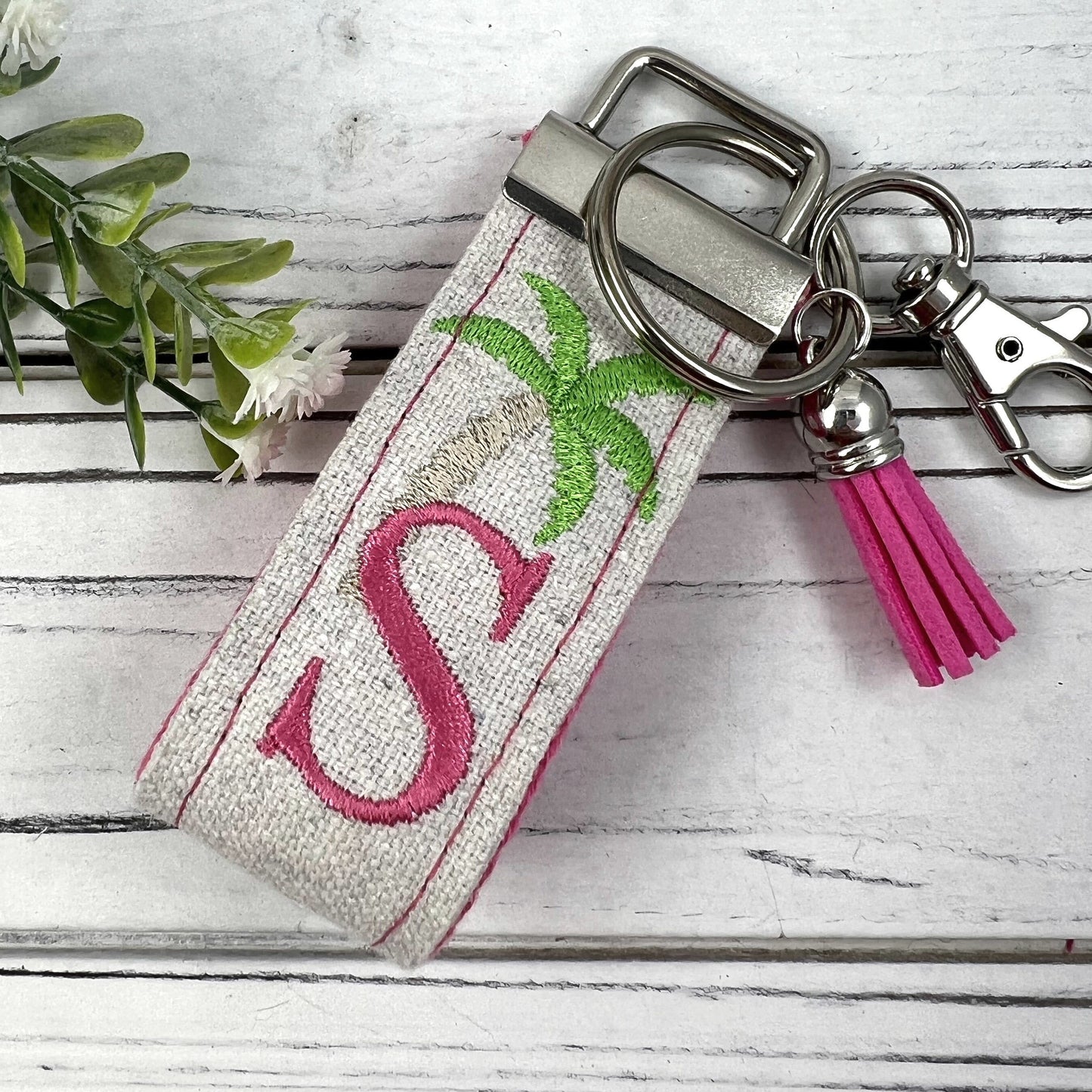 Handmade Palm Tree Keychain, Palm Trees, Beach Keychain, Customizable Keychain, Initial Keychain, Luggage Tag, Retirement Gifts, Beach Life