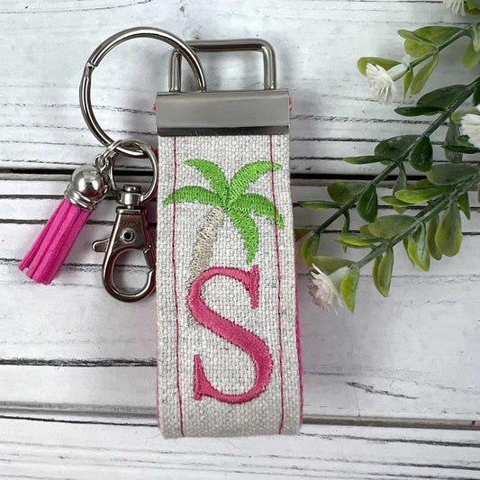 Handmade Palm Tree Keychain, Palm Trees, Beach Keychain, Customizable Keychain, Initial Keychain, Luggage Tag, Retirement Gifts, Beach Life