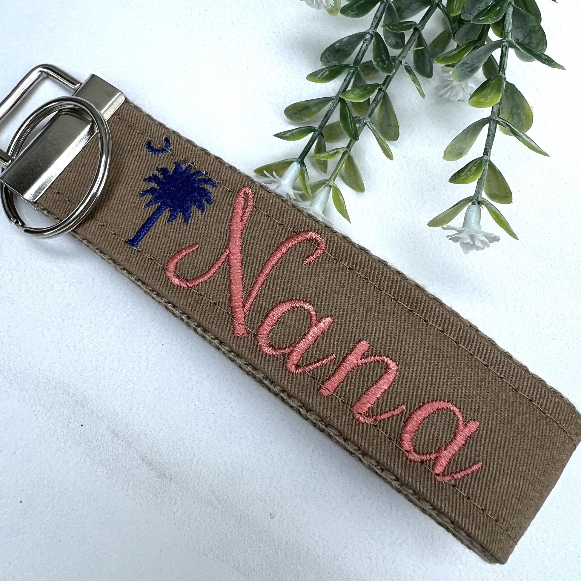 Nana Keychain | Nana Gift | Nana Birthday Gift | Embroidered Keychain | Nana Key chain | Embroidered key fob | Palmetto Tree and moon