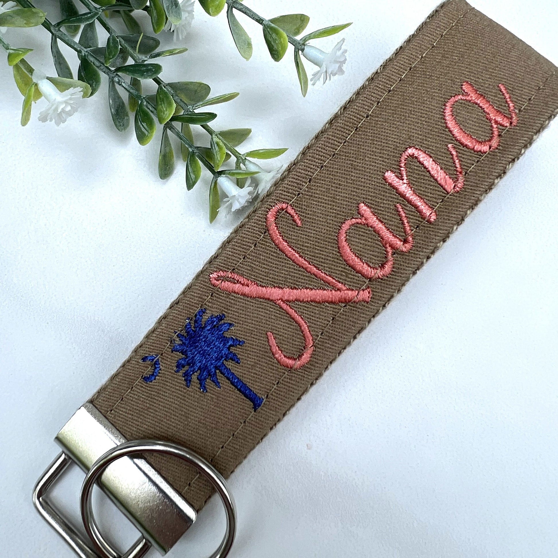 Nana Keychain | Nana Gift | Nana Birthday Gift | Embroidered Keychain | Nana Key chain | Embroidered key fob | Palmetto Tree and moon