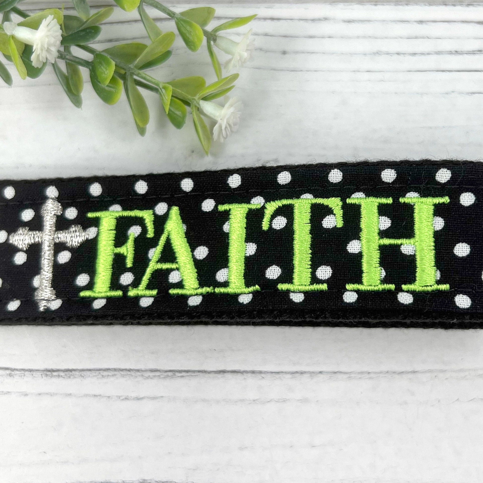 Faith Keychain, Faith Over Fear, Inspirational Keychain, Wristlet Keychain, Faith Gifts, Inspirational Gifts, Embroidered Keychain