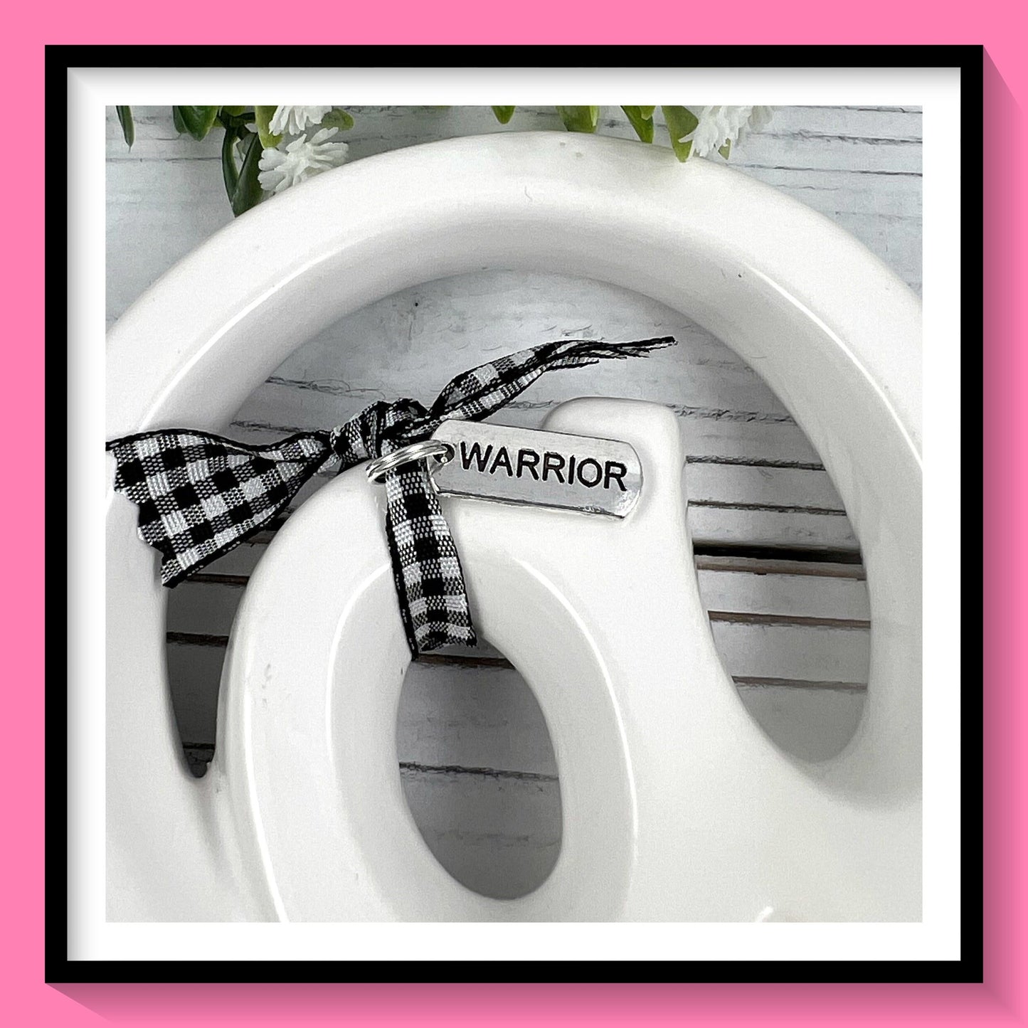 Cancer Warrior Embroidered Keychain Key Fob Tassel Charm